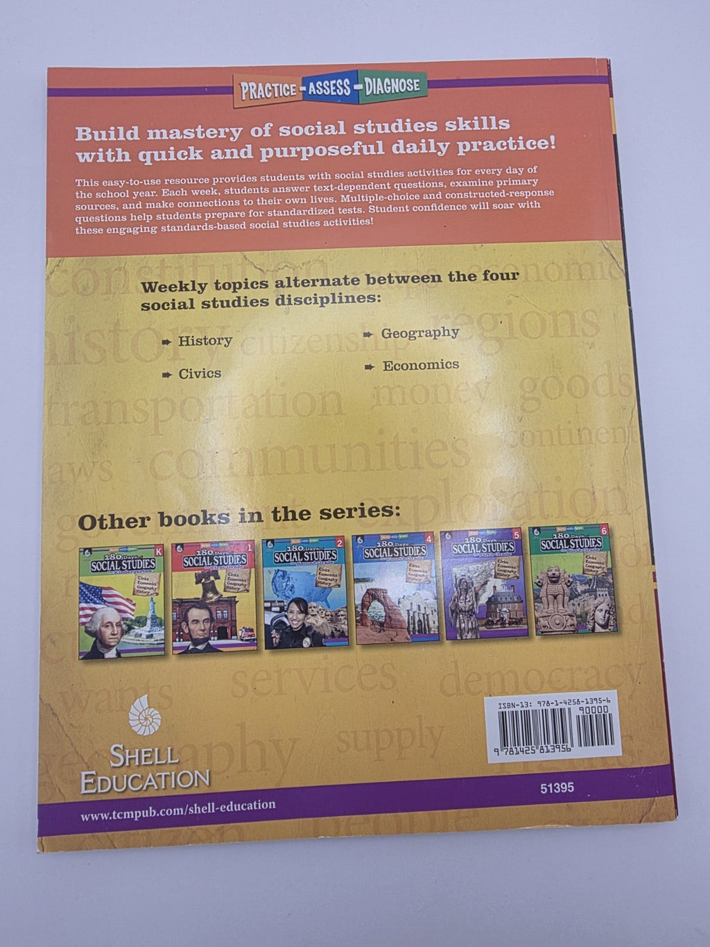 Shell Education 180 Days of Social Studies Grade 3 Workbook w/Answer key (New)