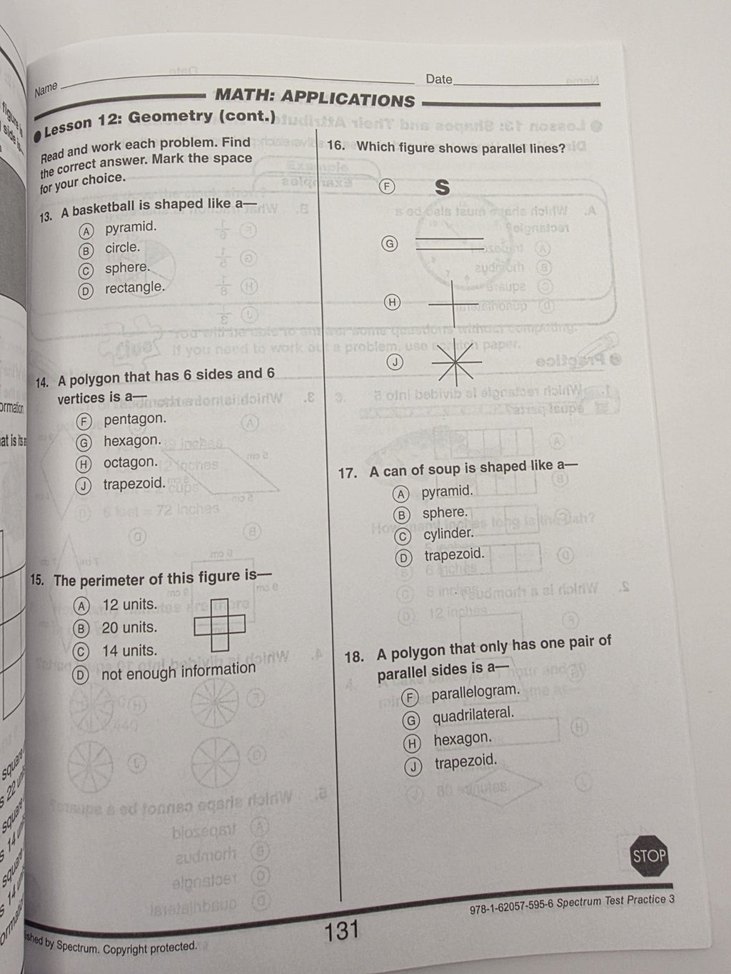Carson Dellosa Spectrum Test Practice Grade 3 Reproducible Workbook (New)