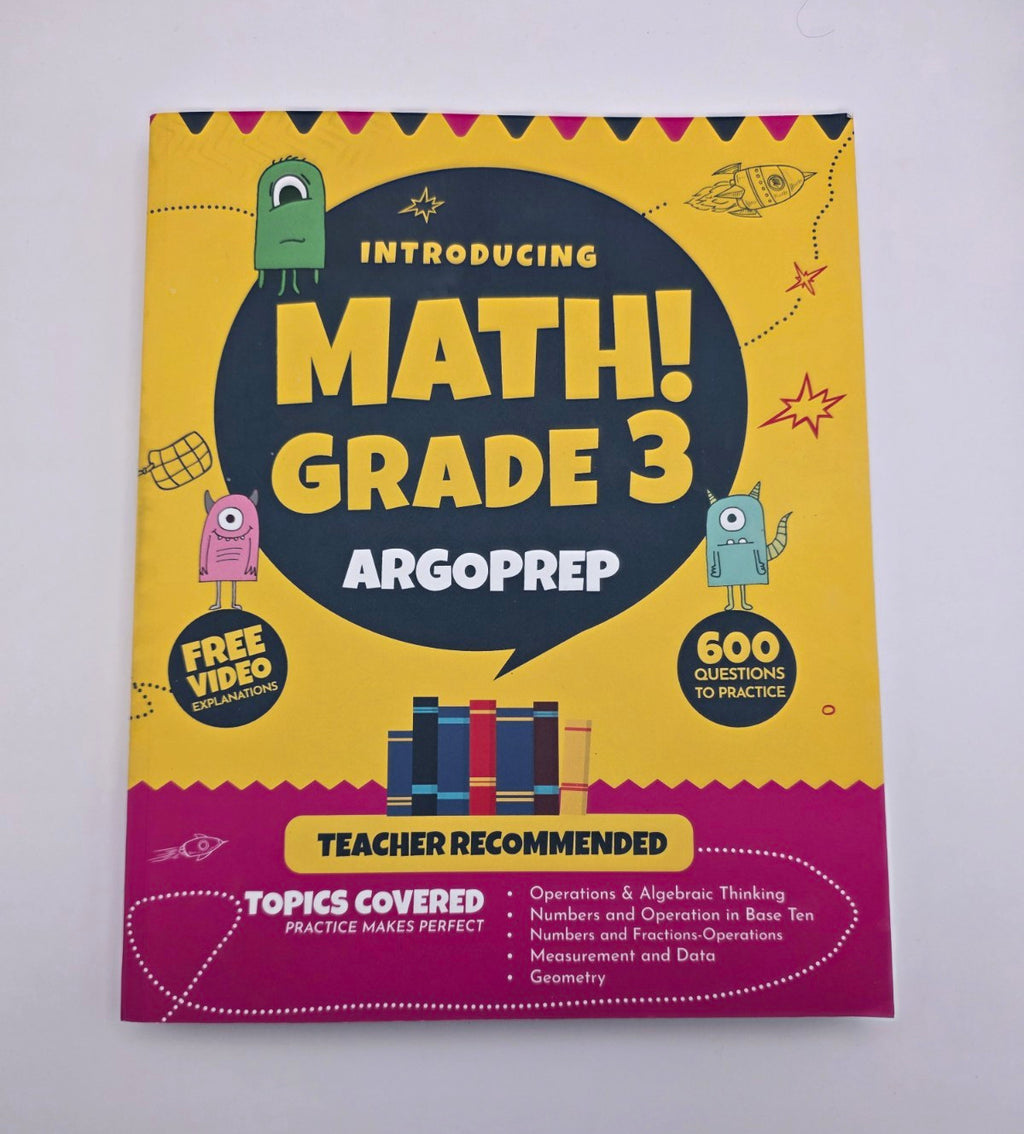 ArgoPrep Introducing Math! Grade 3 Workbook Study Guide 268 pages (New)