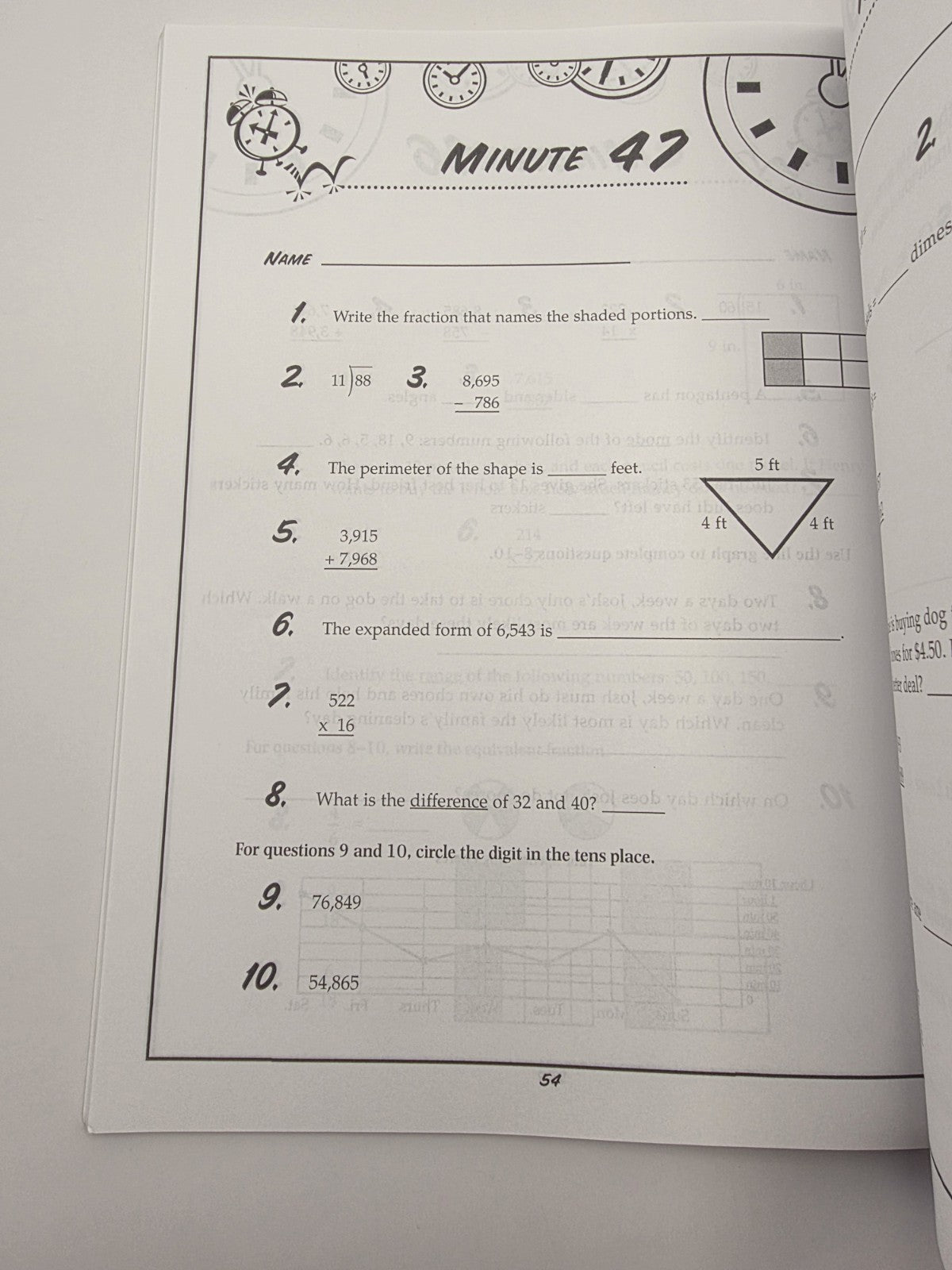 Creative Teaching Press Math Minutes Grade 4 Math Workbook with Answer Key (New)