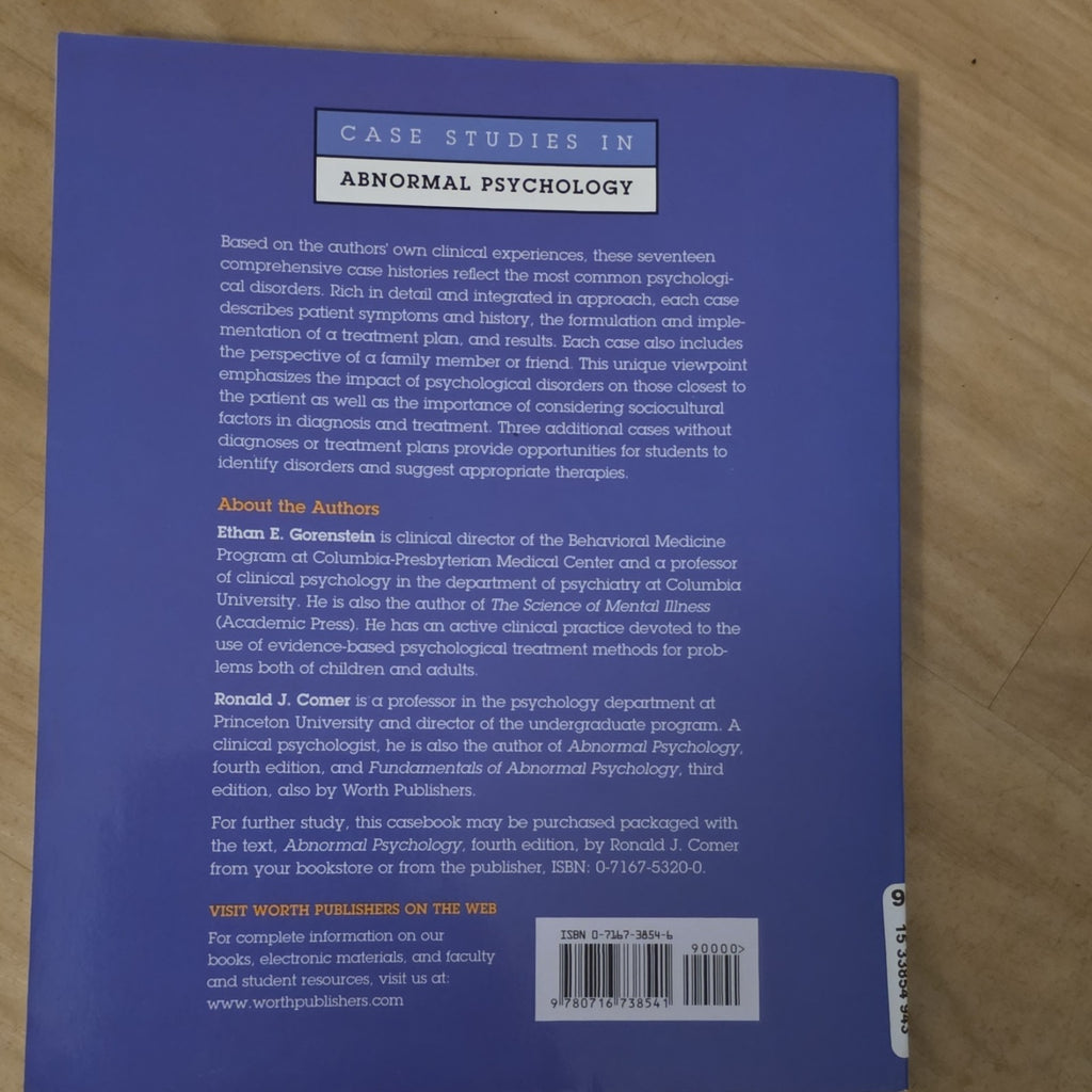 Case Studies in Abnormal Psychology Comer & Gorenstein