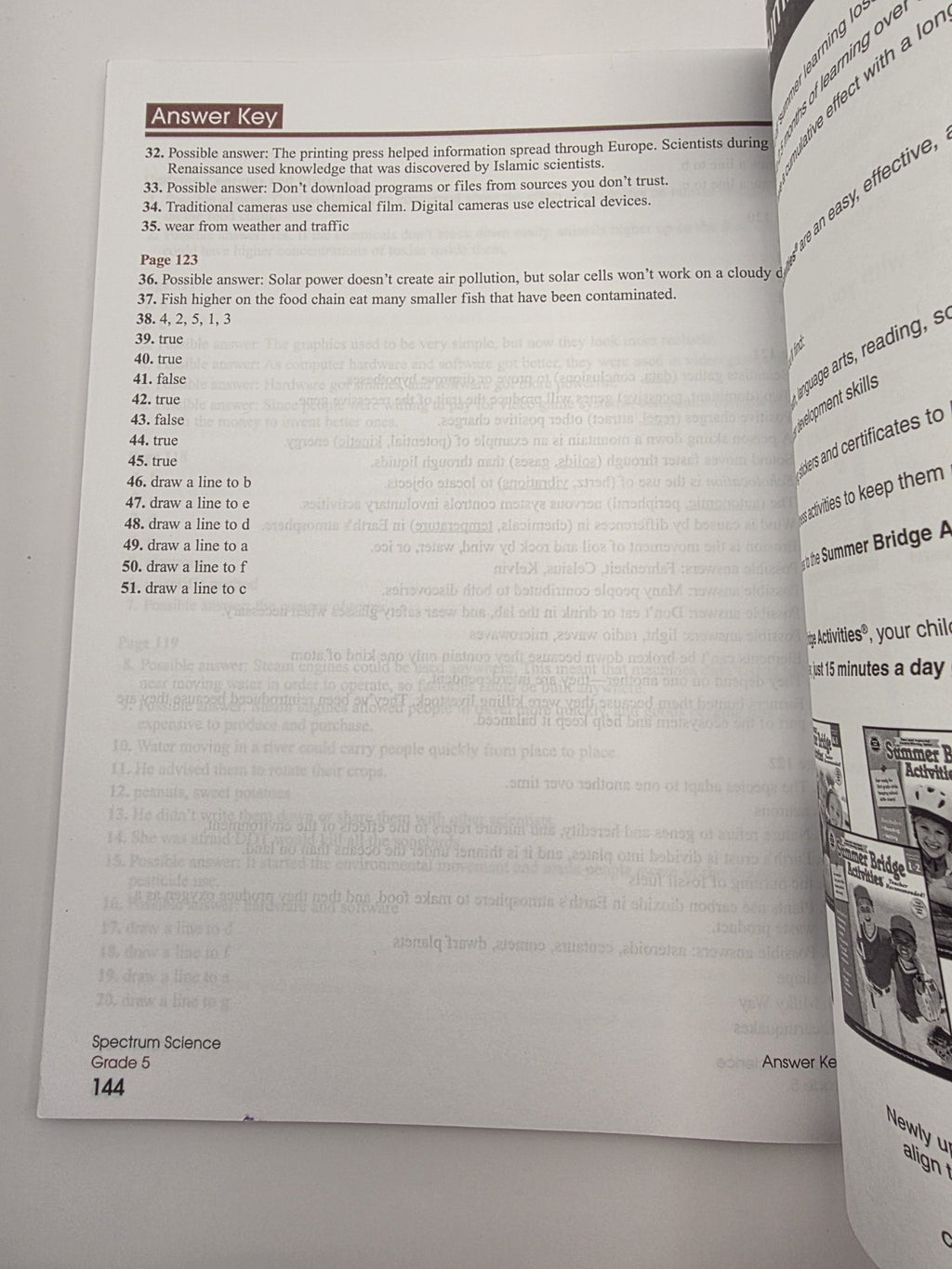 Carson-Dellosa Spectrum Science Grade 5 Workbook with Answer Key Paperback (New)