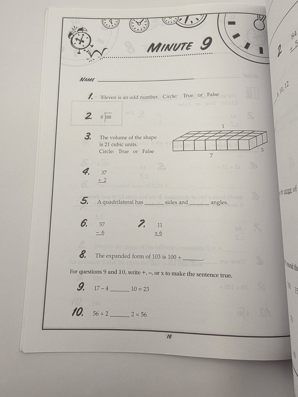 Creative Teaching Press Math Minutes Grade 4 Math Workbook with Answer Key (New)