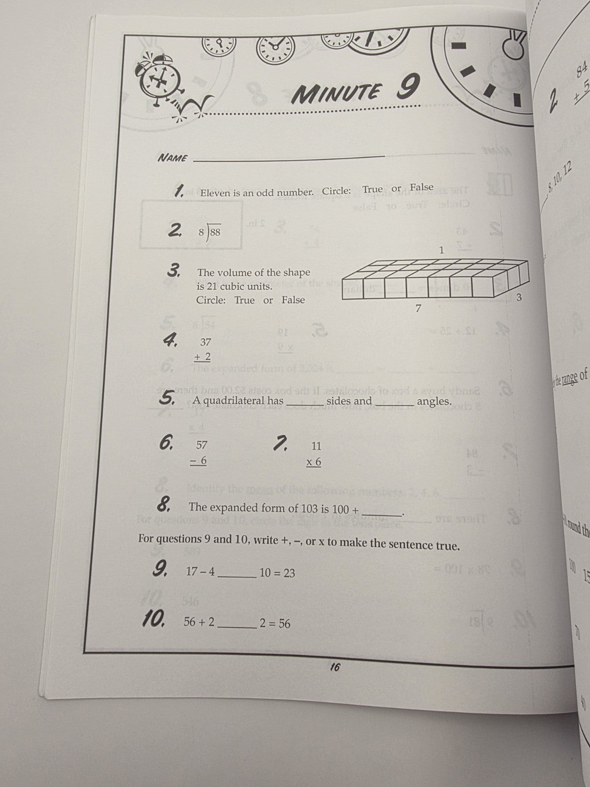 Creative Teaching Press Math Minutes Grade 4 Math Workbook with Answer Key (New)