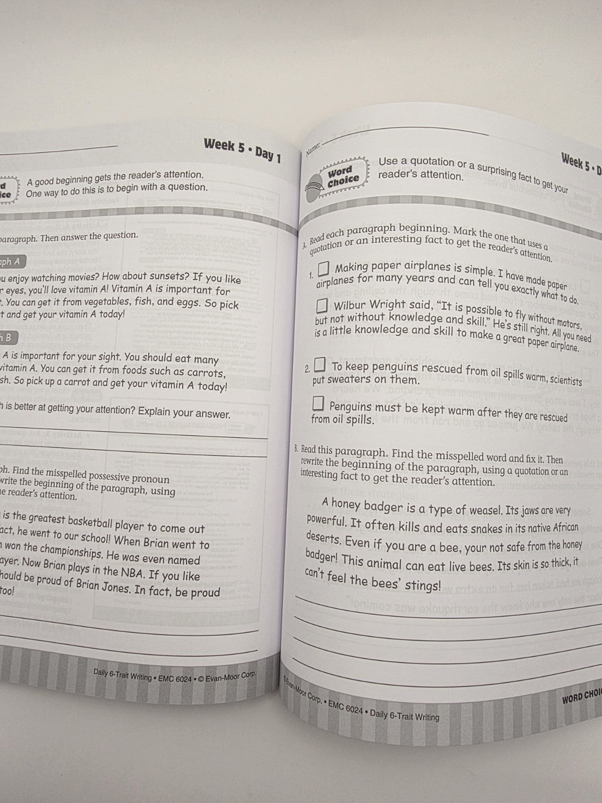 Evan-Moor Daily 6-Trait Writing Grade 4 Workbook (New)