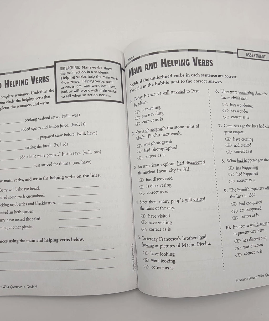 Scholastic Success With Grammar Grade 4 Workbook (New)