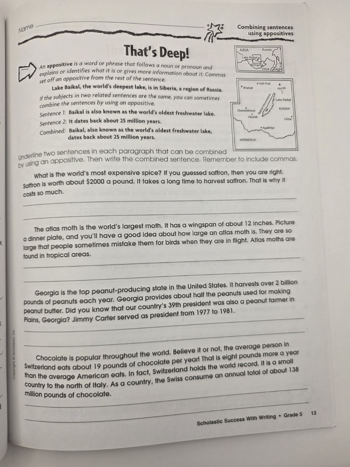 Scholastic Success With Writing Grade 5 Activity Workbook Paperback (New)