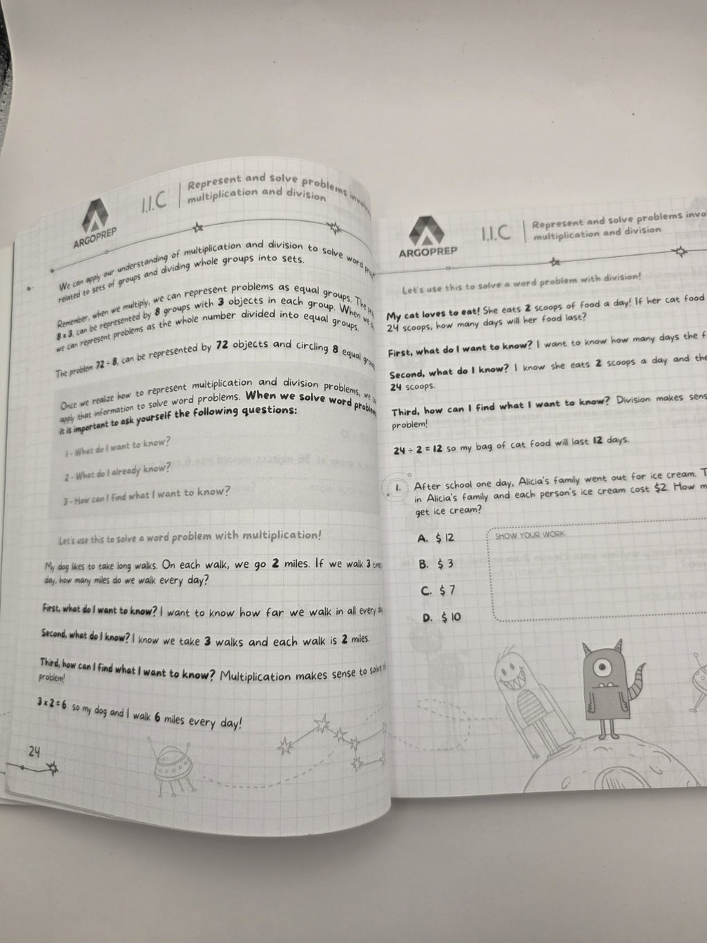 ArgoPrep Introducing Math! Grade 3 Workbook Study Guide 268 pages (New)