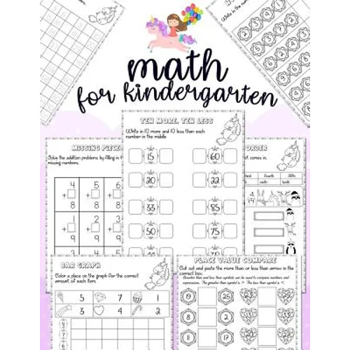 Math for kindergarten: Unicorn Math Activity Book For Kindergarten and First Grade Many Counting Skills Practice Missions Tracing Addition Cu