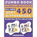 Jumbo Book Picture Puzzles: All New - Spot 450 Differences! Brain Games: How Many Differences Can You Find?: Activity Book