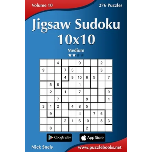 Jigsaw Sudoku 10x10 - Medium - Volume 10 - 276 Puzzles